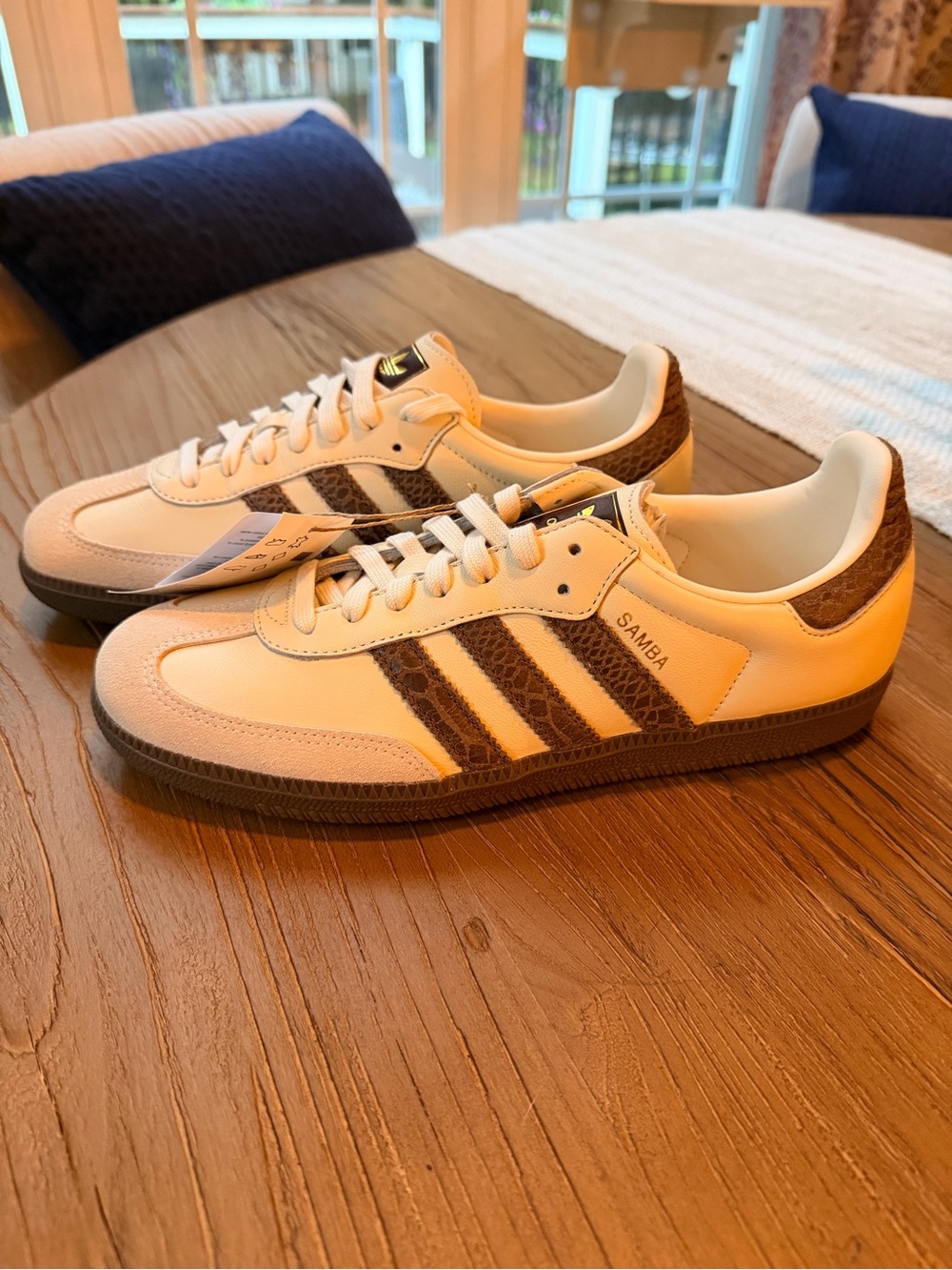 adidas Samba Cream and Brown Leather Sneakers - Picture 2 of 6
